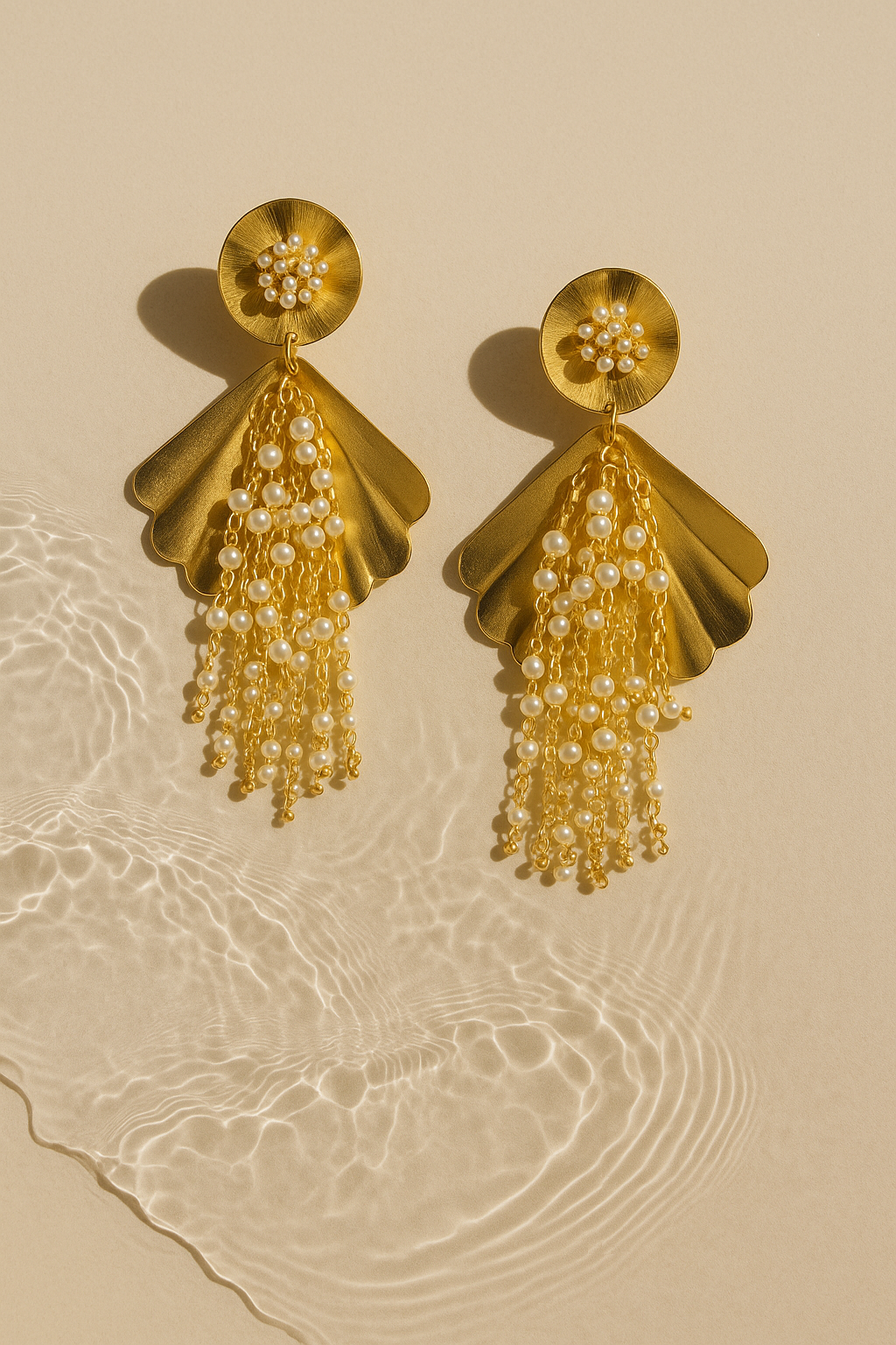 Dangling Beaded Shell Earrings