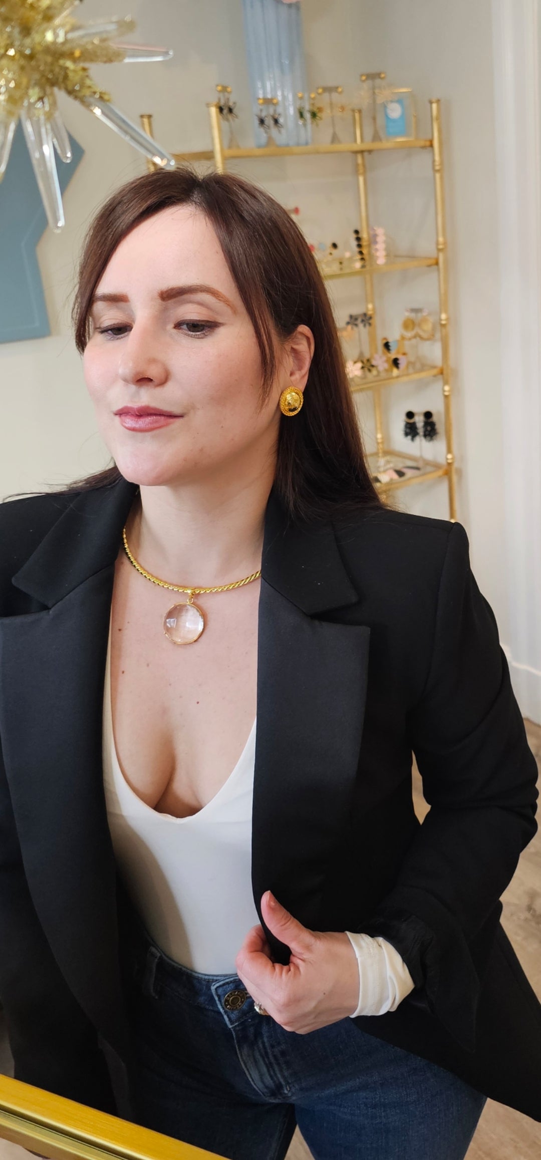 Braided Hammered Dome Earrings (Small-Gold)