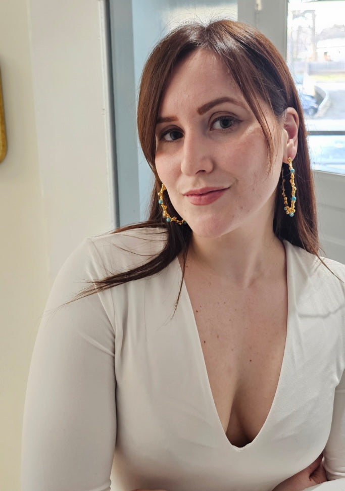 Mila Gold Turquoise Hoops (large)