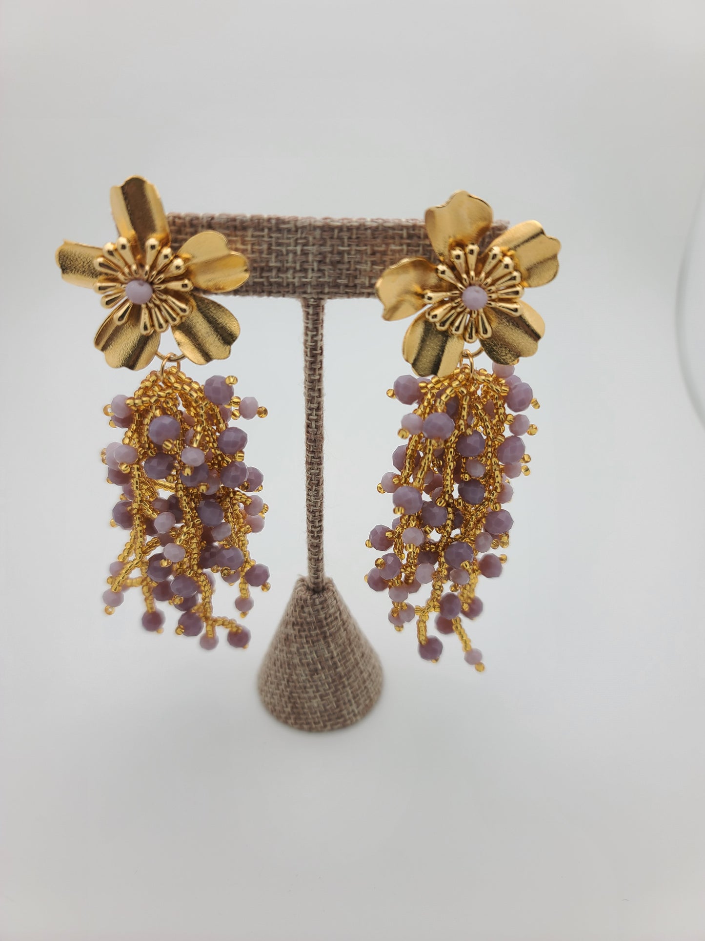 Kate drop beaded earrings (Lavender /gold)