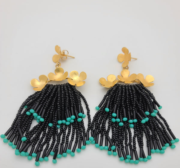 Cascade Earrings ( Black/Turquoise)