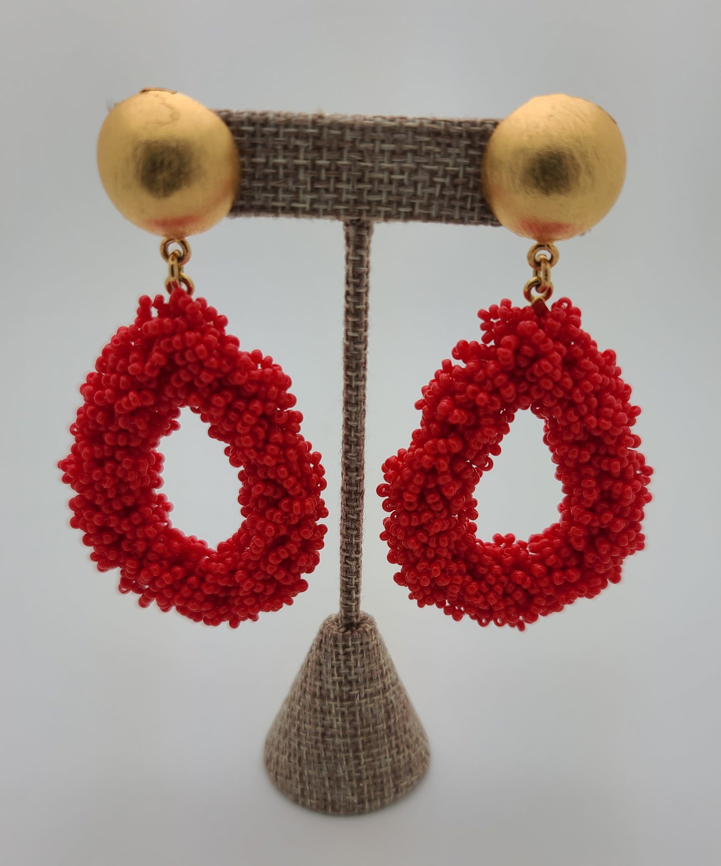 Bernadette Drop Earrings (Red)