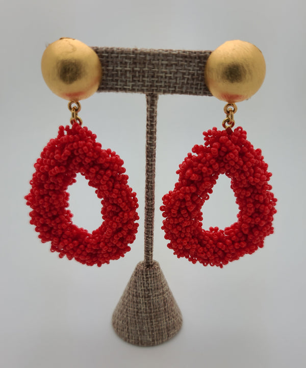 Bernadette Drop Earrings (Red)