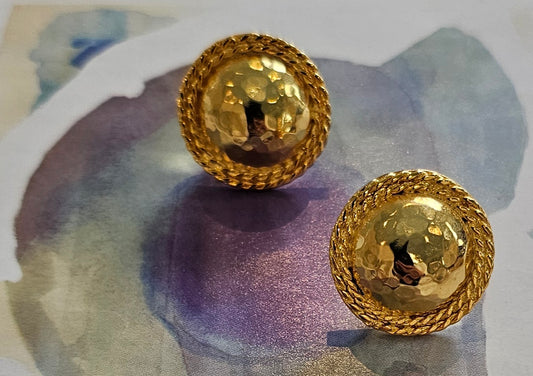 Braided Hammered Dome Earrings (Small-Gold)
