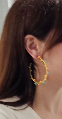 Mila Gold Turquoise Hoops (large)