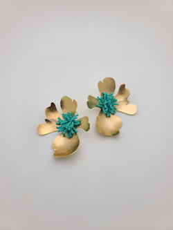 Iris Flower Earrings (turquoise green)