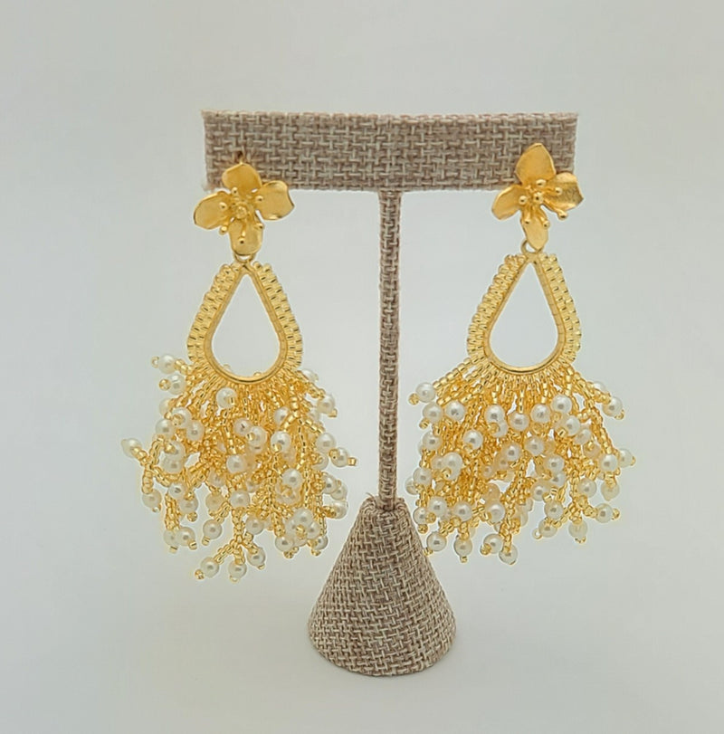 Peacock Drop Earrings (pearl/gold)