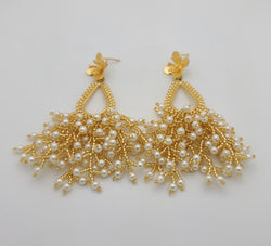 Peacock Drop Earrings (pearl/gold)