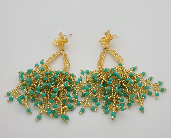 Peacock Drop Earrings (turquoise/gold)
