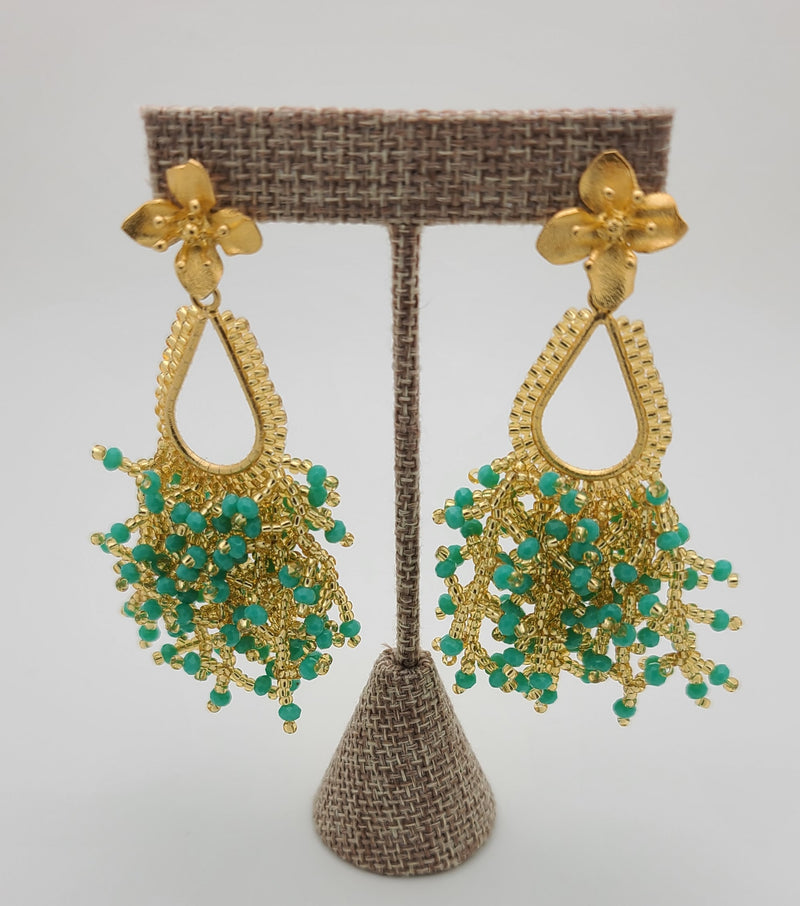 Peacock Drop Earrings (turquoise/gold)