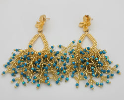 Peacock Drop Earrings (iridescent blue/gold)