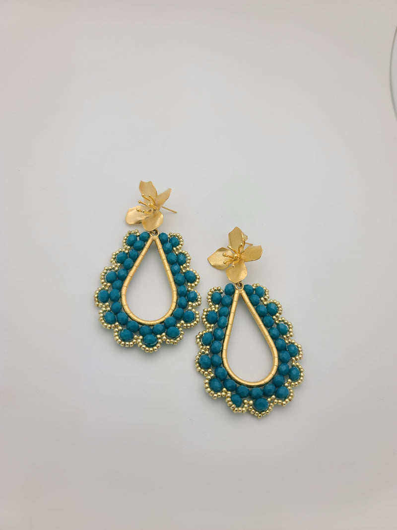 Vera Drop Earrings (Summer blue/gold)