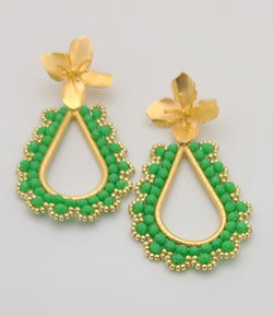 Vera Drop Earrings (Summer green/gold)