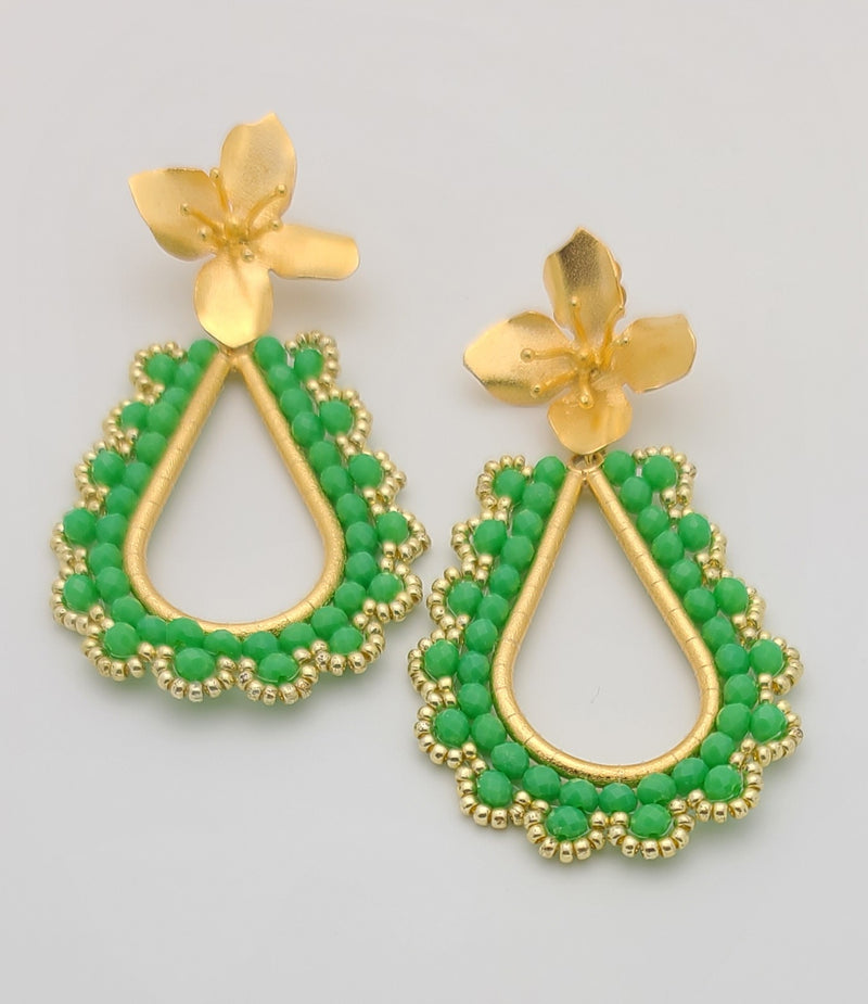 Vera Drop Earrings (Summer green/gold)