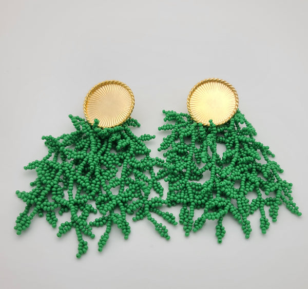 Melanie Disk Drop Earrings (summer green)