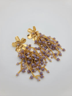 Kate drop beaded earrings (Lavender /gold)