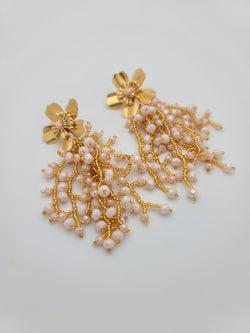 Kate drop beaded earrings (pearl/gold)