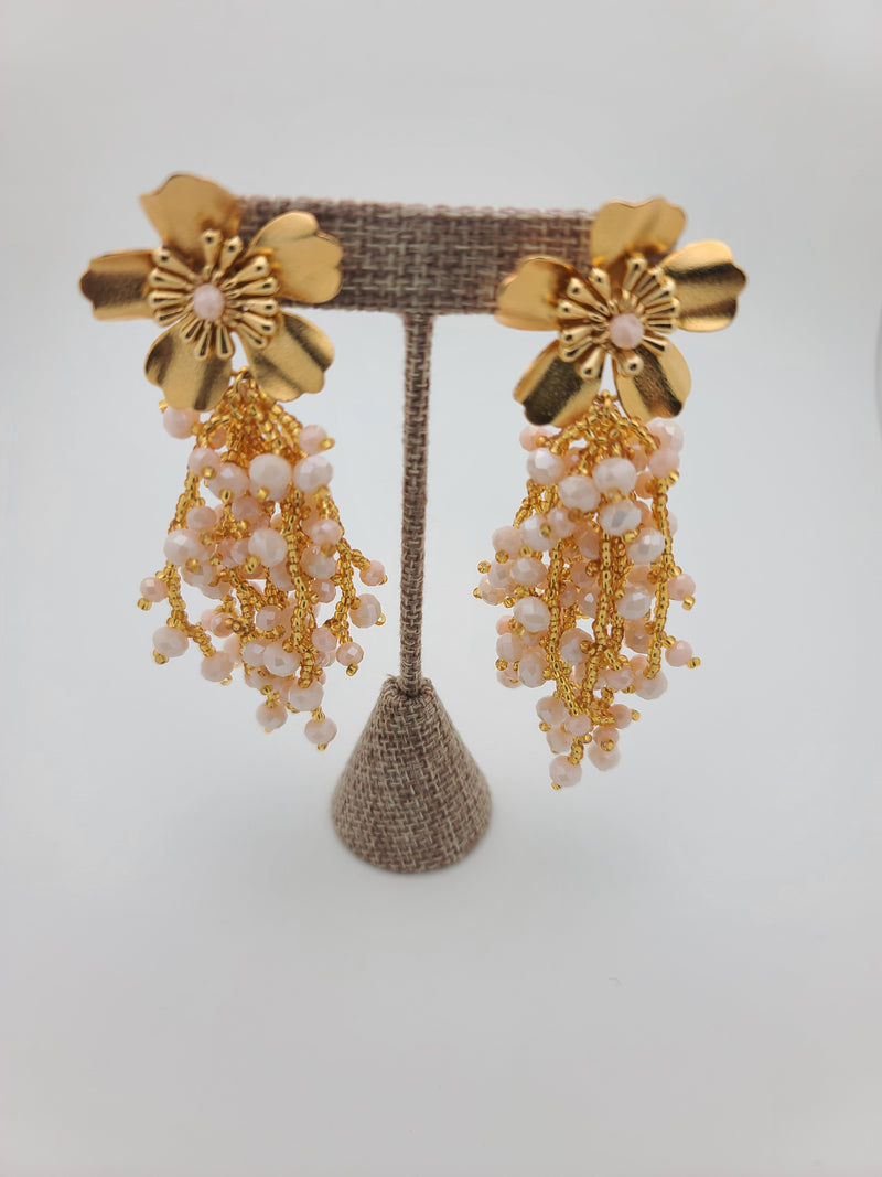 Kate drop beaded earrings (pearl/gold)