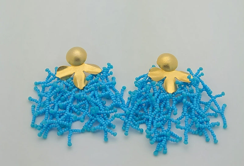 Brooke beaded Earrings (LightBlue)