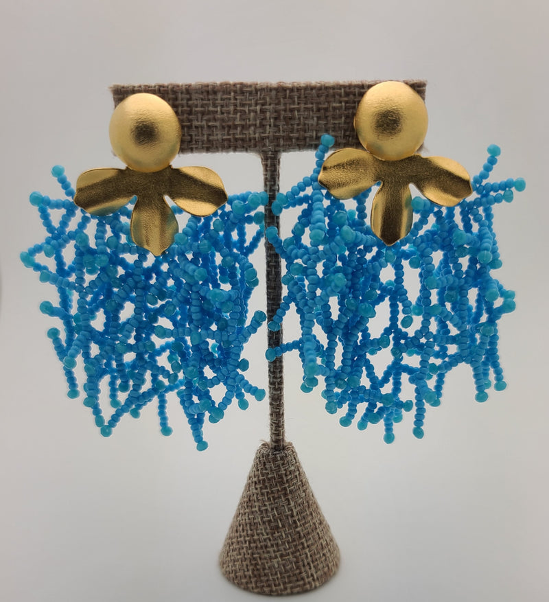 Brooke beaded Earrings (LightBlue)