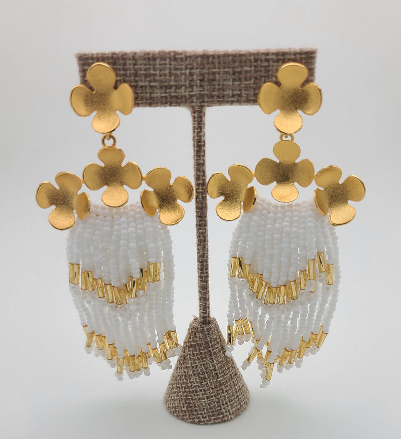 Cascade Earrings ( white/gold)
