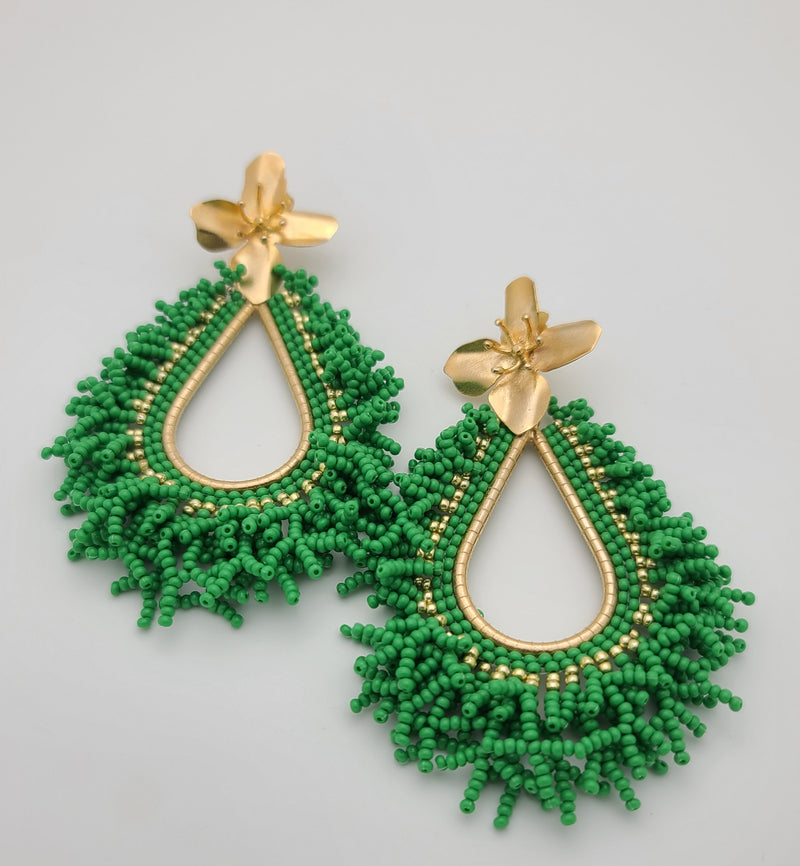 Amanda Drop Earrings (Green/gold)