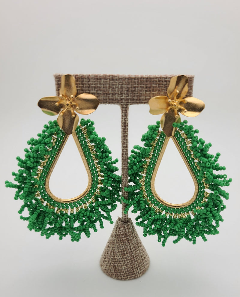 Amanda Drop Earrings (Green/gold)