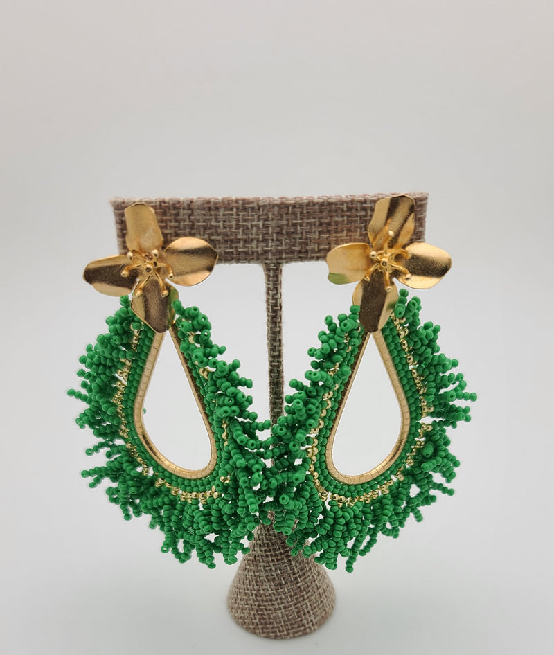 Amanda Drop Earrings (Green/gold)