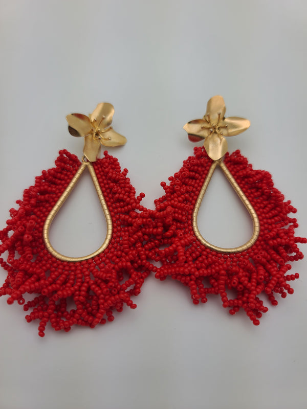 Amanda Drop Earrings (Red)