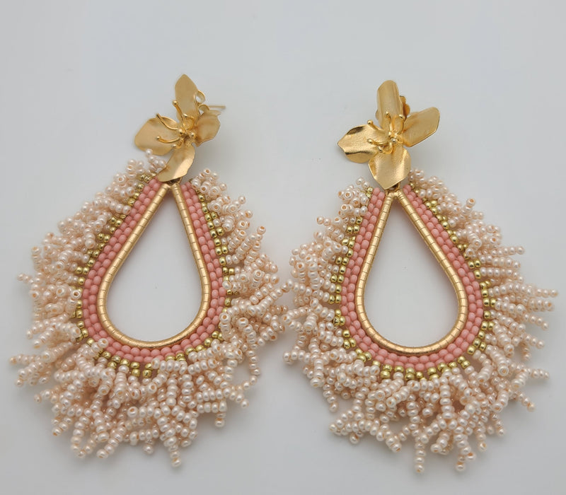 Amanda Drop Earrings (pearl/gold/pale rose)