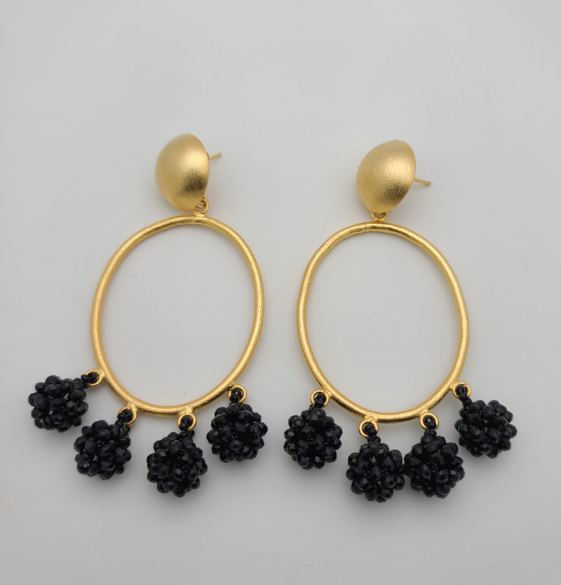Celia Earrings (Oval/black)