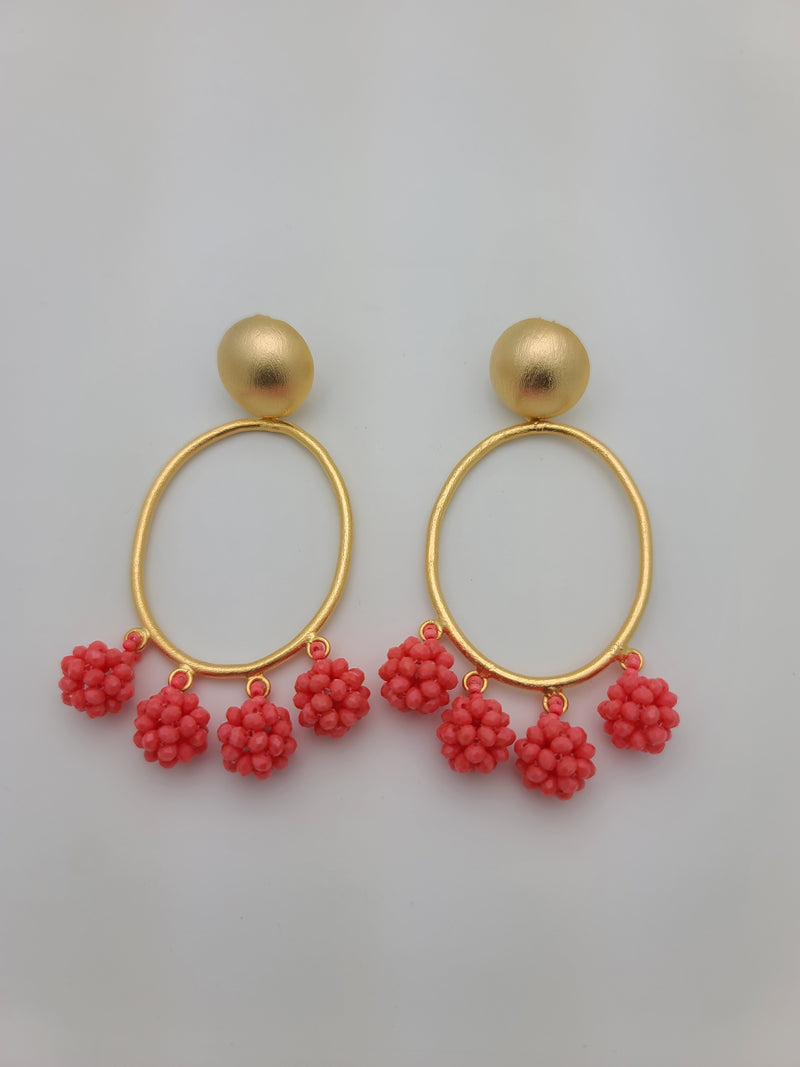 Celia Earrings (Oval/coral)
