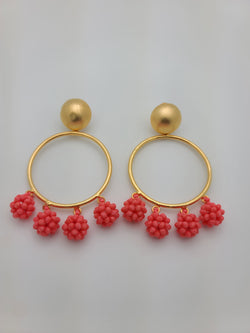 Celia Earrings (Circle/Coral)