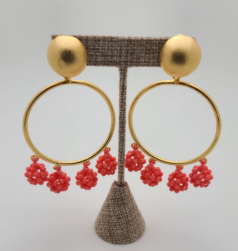 Celia Earrings (Circle/Coral)