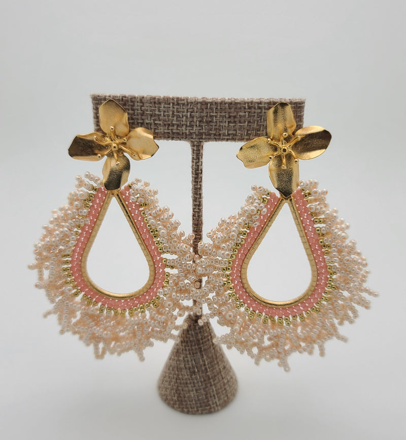 Amanda Drop Earrings (pearl/gold/pale rose)