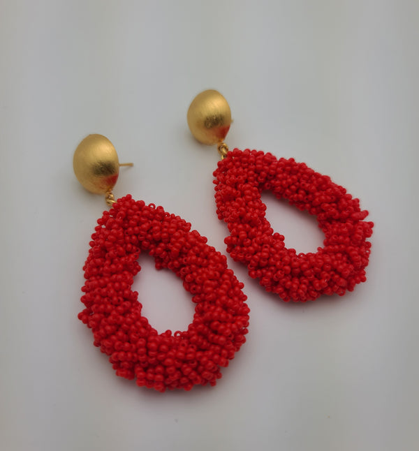 Bernadette Drop Earrings (Red)
