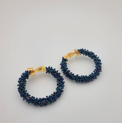 Melania beaded hoops (blue)