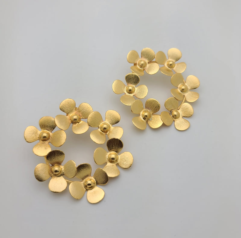 Wildflower Wreath Earrings (Gold)