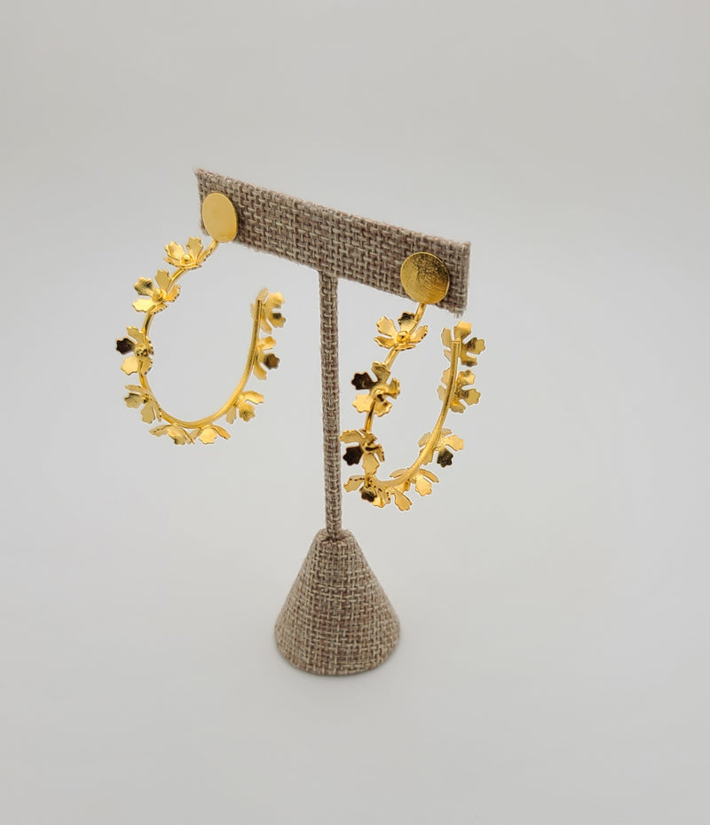 Tiny Flowers Hoops (Gold)