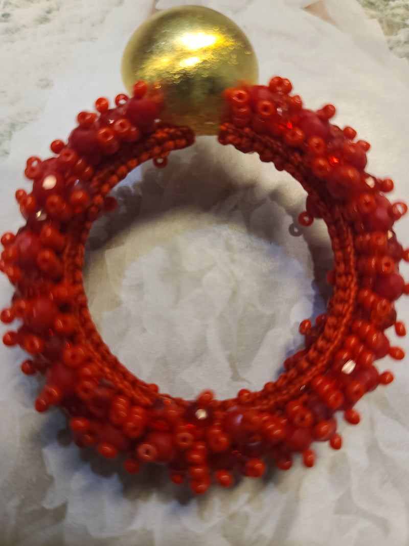 Greta beaded Earrings ( Hoops/Red)