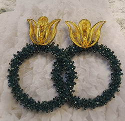 Ysa Beaded Hoops ( Green)