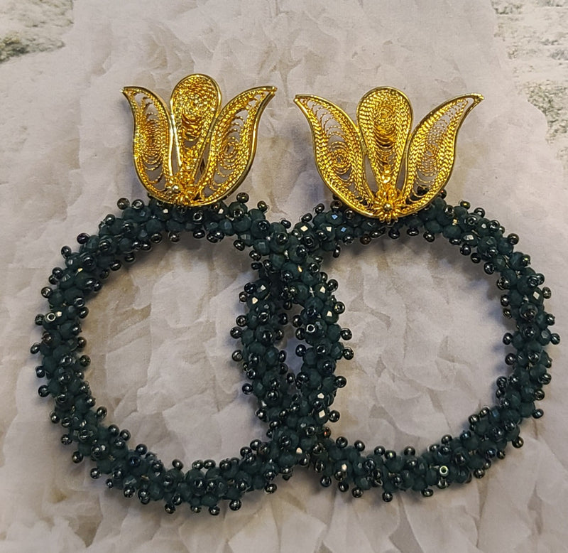 Ysa Beaded Hoops ( Green)