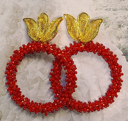 Ysa Beaded Hoops ( Red)
