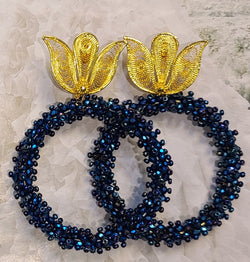 Ysa Beaded Hoops ( Iridescent Blue)