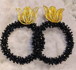 Ysa Beaded Hoops ( Black)