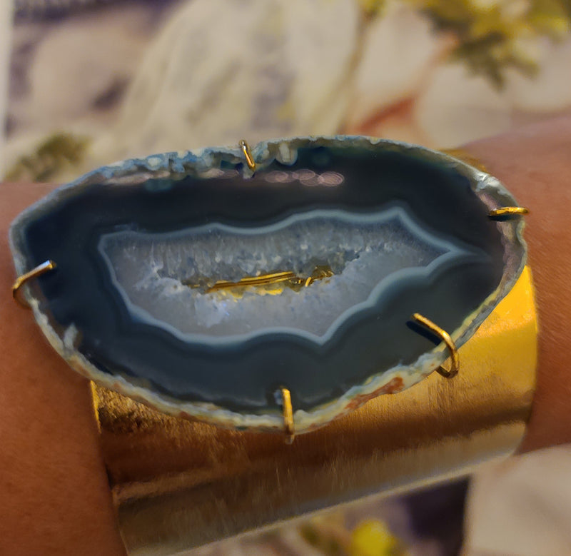 Blue Agate Cuff (Raw Agate)