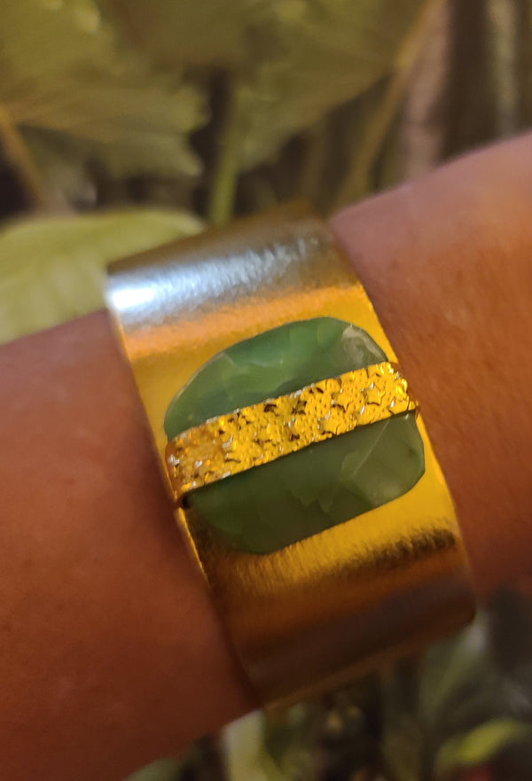 Alina Stone Cuff (Green Agate/Small)